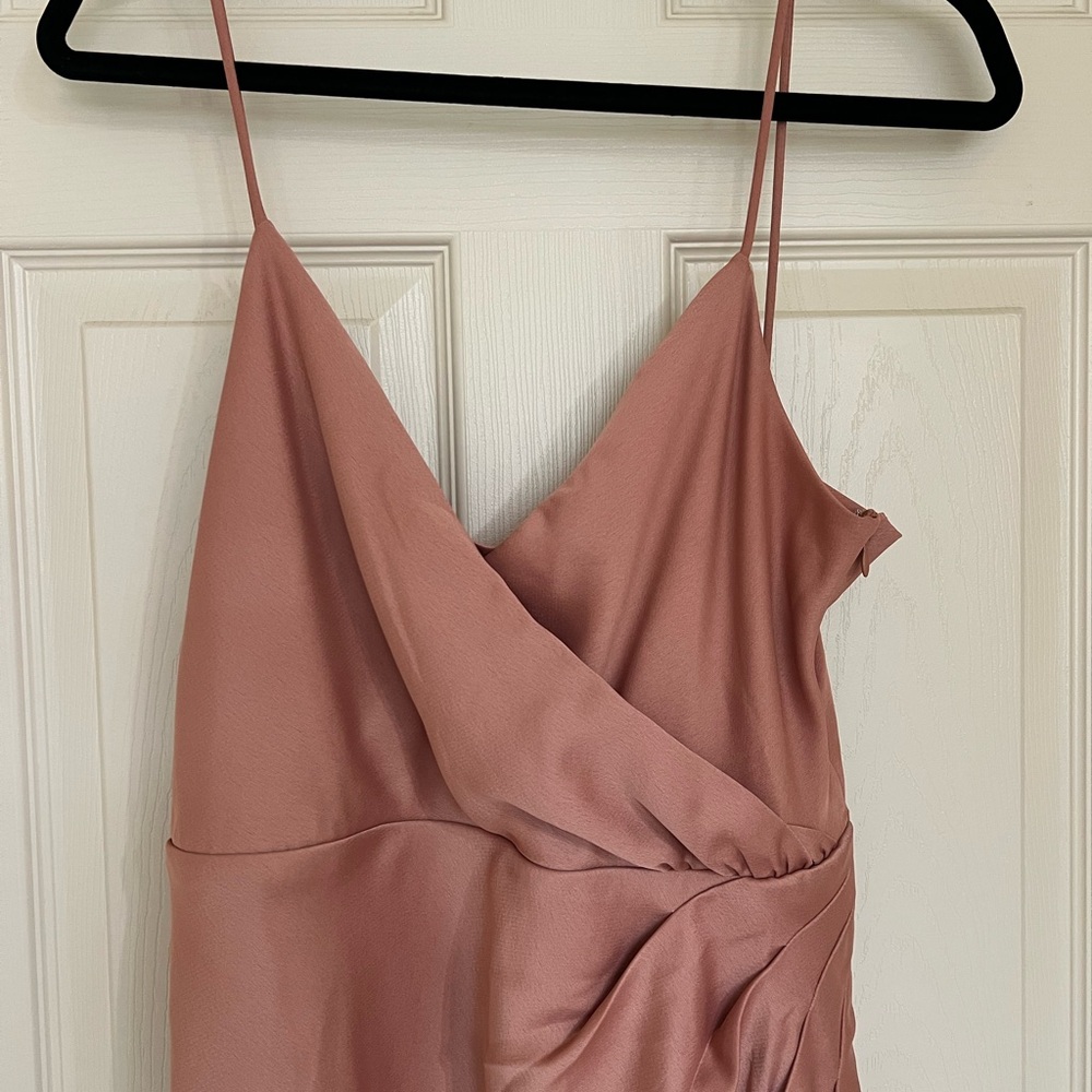 BHLDN Freya Satin Charmeuse Maxi Dress US Sz 10 Dusty Rose Mauve Pink Bridal - Picture 5 of 16